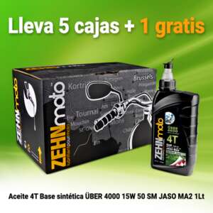 5 Cajas Aceite Zehnmoto 4t 15w50 Semi Sintético Con 12+1 Caja Igual Con 12 Gratis