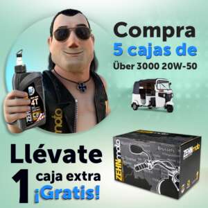 5 Cajas Aceite Zehnmoto 4t 20w50 Uber 3000 TUCTUC Con 12+1 Caja Igual Con 12 Gratis